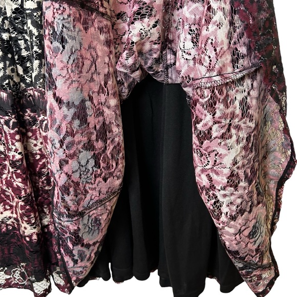 Roz Ali Lace Tunic Style Swing Dress Ombré Black Magenta Size 10 - Picture 10 of 13